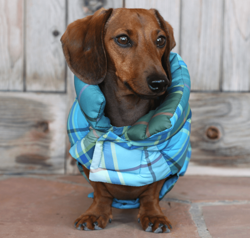 Turquoise, Blue & Green Plaid Puffer Jacket - Image 5